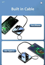 20000mAh Mini Mirror Built In Cables Fast Charging Power Bank